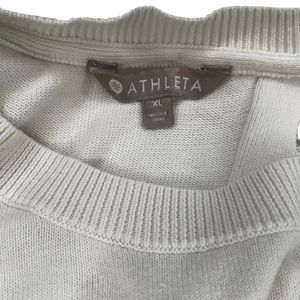 ATHLETA Highland Crossback Cream Crewneck Pullover Sweater Open Back Women SZ XL